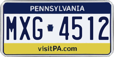 PA license plate MXG4512