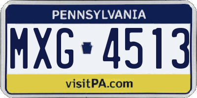 PA license plate MXG4513