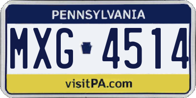 PA license plate MXG4514