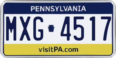 PA license plate MXG4517