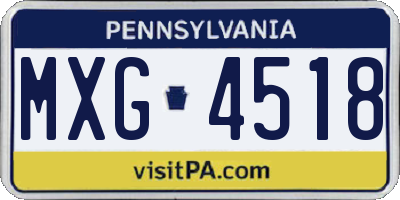 PA license plate MXG4518