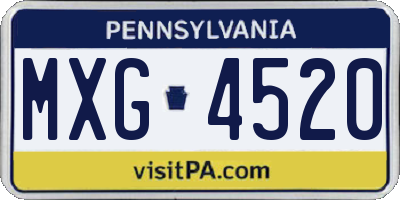 PA license plate MXG4520