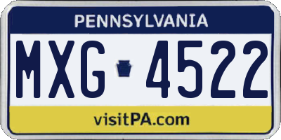 PA license plate MXG4522