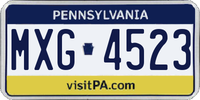 PA license plate MXG4523