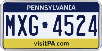 PA license plate MXG4524