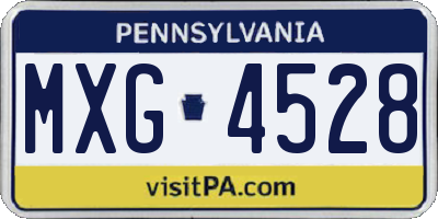 PA license plate MXG4528