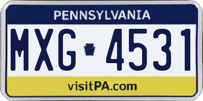 PA license plate MXG4531