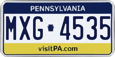 PA license plate MXG4535