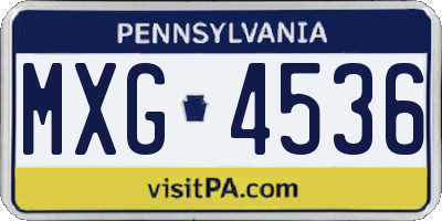 PA license plate MXG4536