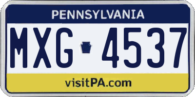 PA license plate MXG4537