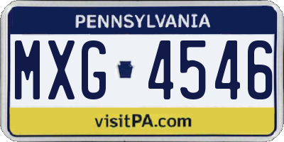 PA license plate MXG4546