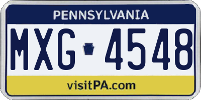 PA license plate MXG4548