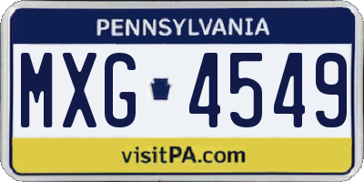 PA license plate MXG4549