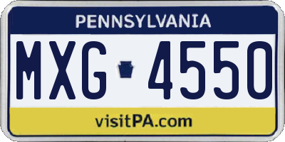PA license plate MXG4550