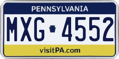PA license plate MXG4552