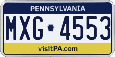 PA license plate MXG4553