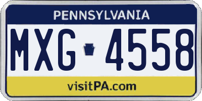 PA license plate MXG4558