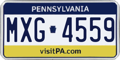 PA license plate MXG4559