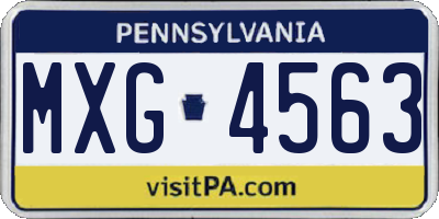 PA license plate MXG4563