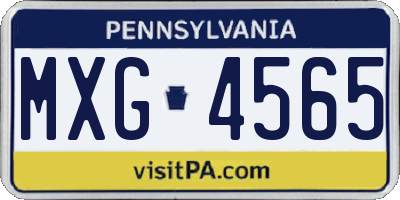 PA license plate MXG4565