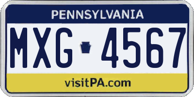 PA license plate MXG4567