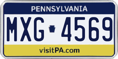 PA license plate MXG4569