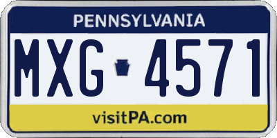 PA license plate MXG4571