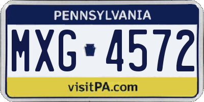 PA license plate MXG4572