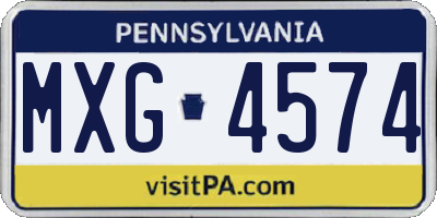 PA license plate MXG4574