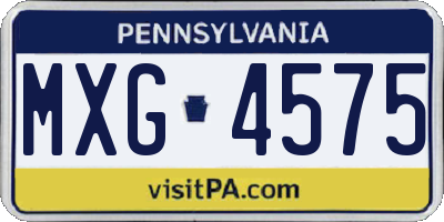 PA license plate MXG4575