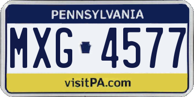 PA license plate MXG4577