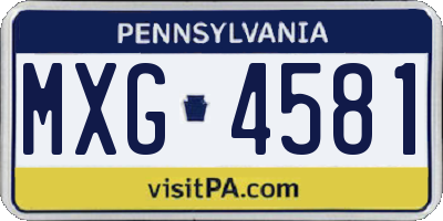 PA license plate MXG4581