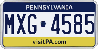 PA license plate MXG4585