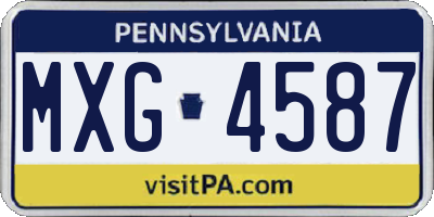 PA license plate MXG4587