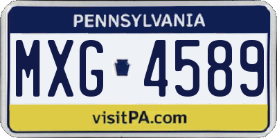 PA license plate MXG4589