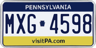 PA license plate MXG4598