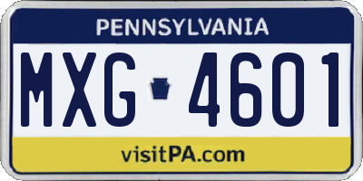 PA license plate MXG4601