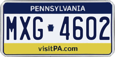 PA license plate MXG4602