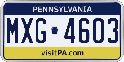 PA license plate MXG4603
