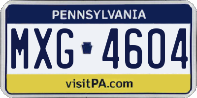 PA license plate MXG4604