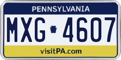 PA license plate MXG4607