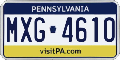 PA license plate MXG4610
