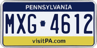 PA license plate MXG4612