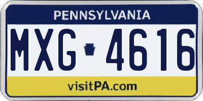 PA license plate MXG4616