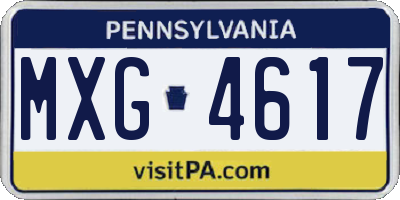 PA license plate MXG4617