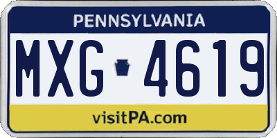 PA license plate MXG4619