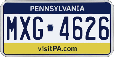 PA license plate MXG4626