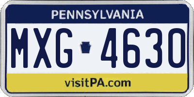 PA license plate MXG4630