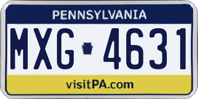 PA license plate MXG4631