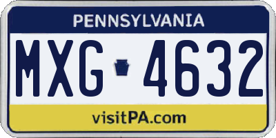 PA license plate MXG4632